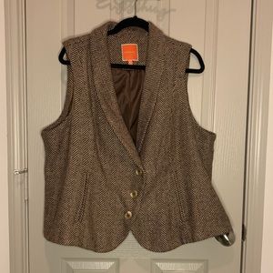 Modcloth Brown and Tan herringbone vest